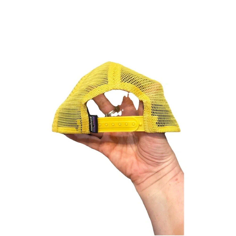 Patagonia Scribble Trucker Hat Yellow Mesh Snapback Embroidered Outdoor Cap